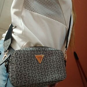 GUESS Women's Gray Monogram Crossbody Bag